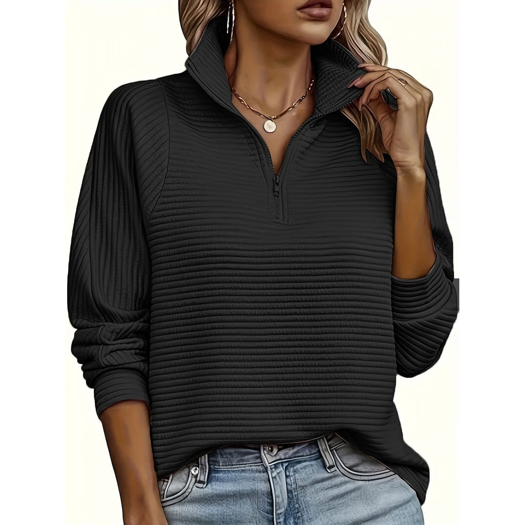 Men's Half Zip Sweatshirt with Textured Cotton Funnel Neck and Long Sleeves - Image 24
