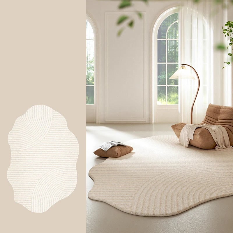 Men's Irregular Area Rug with Textured Geometric Pattern and Whipstitched Edges - Image 15