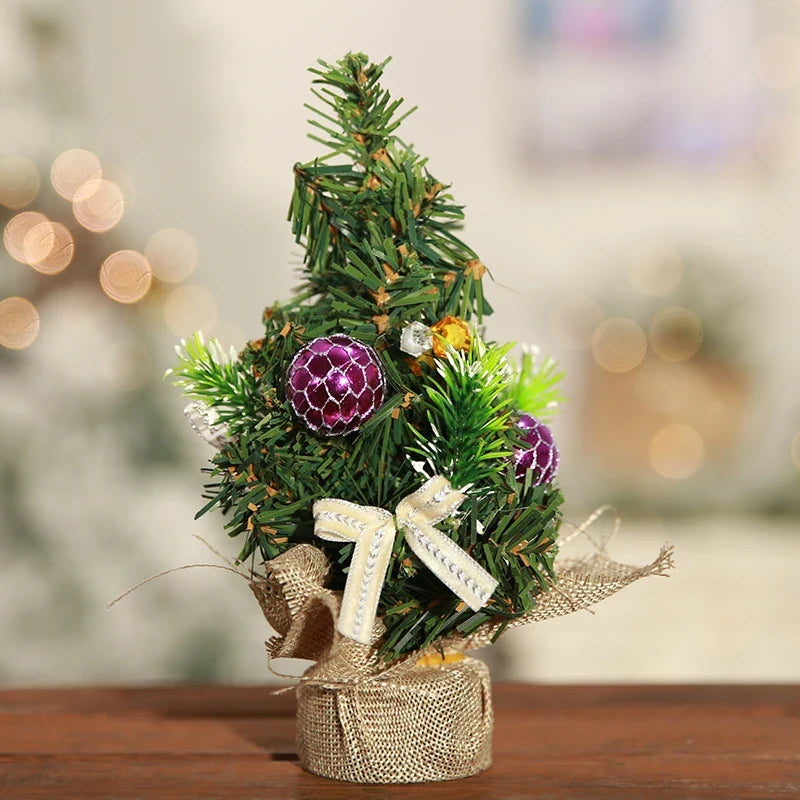 Mini Christmas Tree Tabletop with Ornaments and Flocked Snow Fabric Base - Image 8