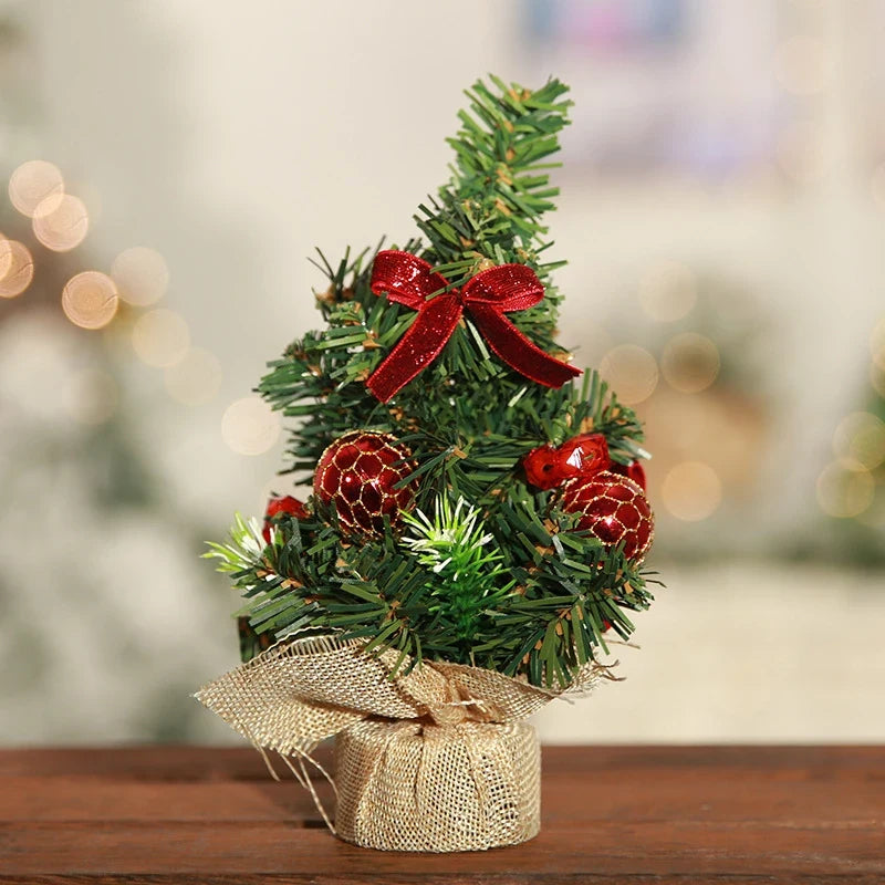 Mini Christmas Tree Tabletop with Ornaments and Flocked Snow Fabric Base - Image 9