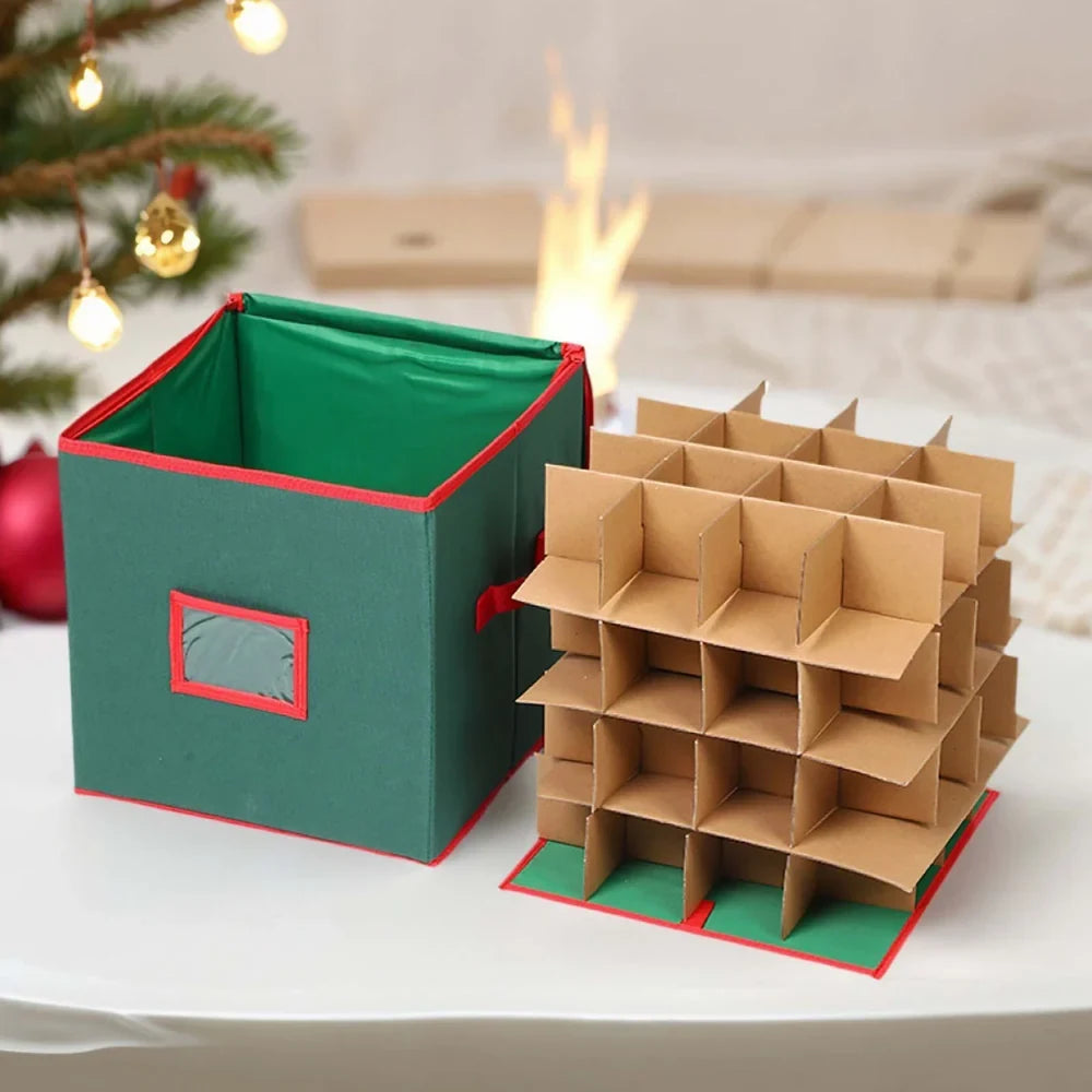 Ornament Storage Box with Dividers Zippered Lid and Viewing Window - Image 2