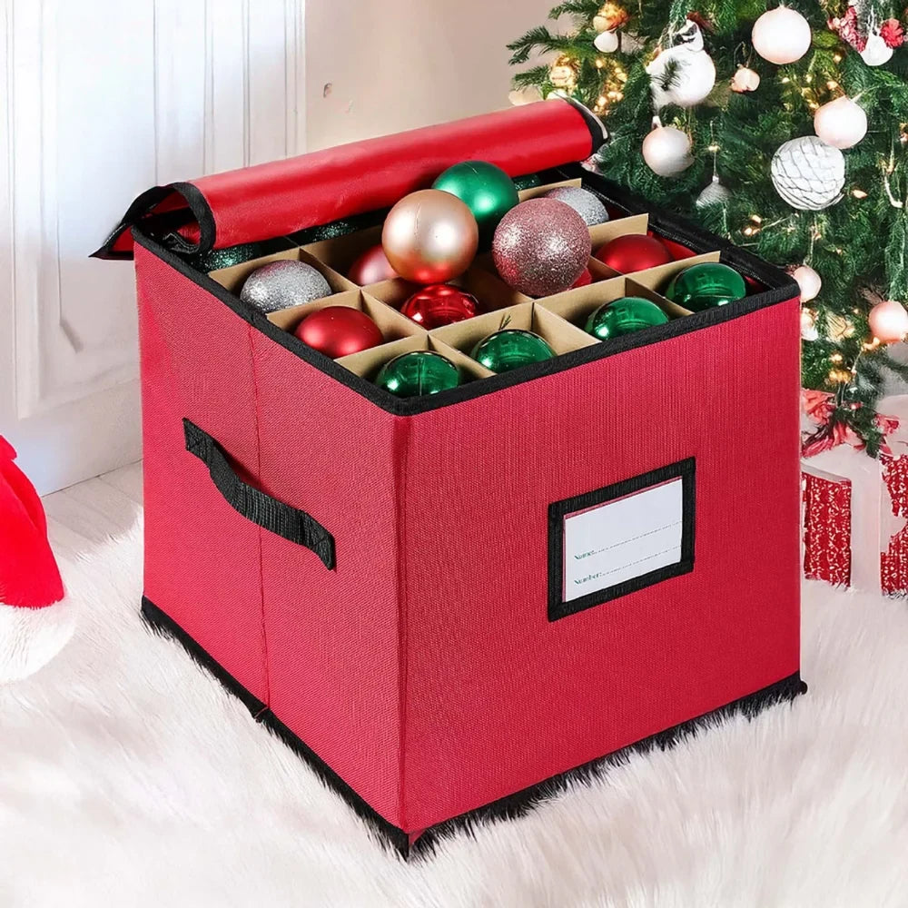 Ornament Storage Box with Dividers Zippered Lid and Viewing Window - Image 4