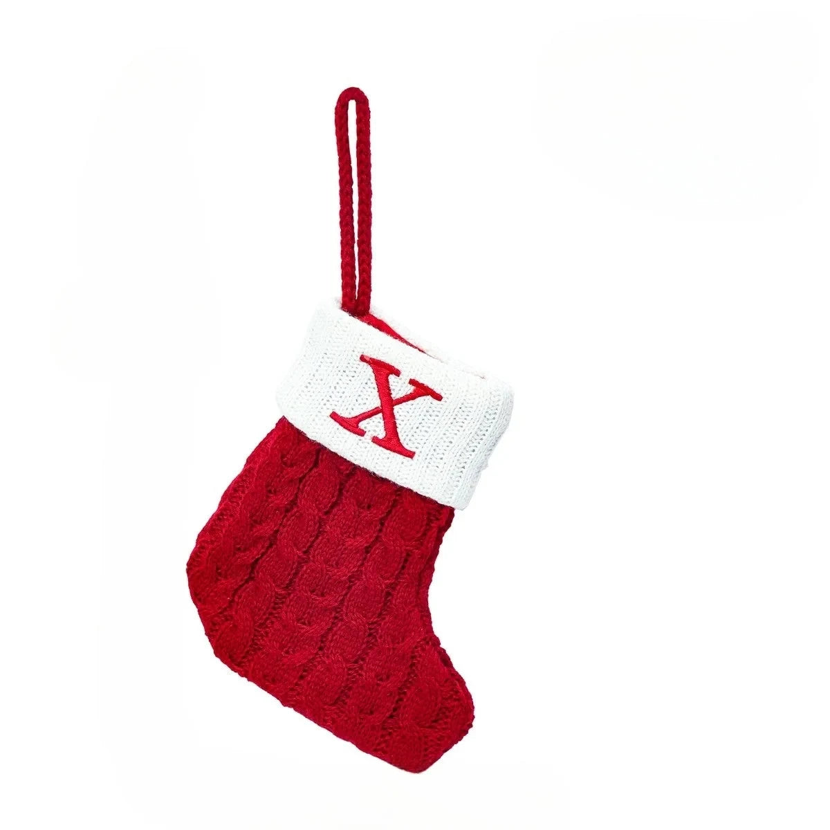 Personalized Christmas Stocking with Cable Knit Design and Embroidered Initial - Image 11