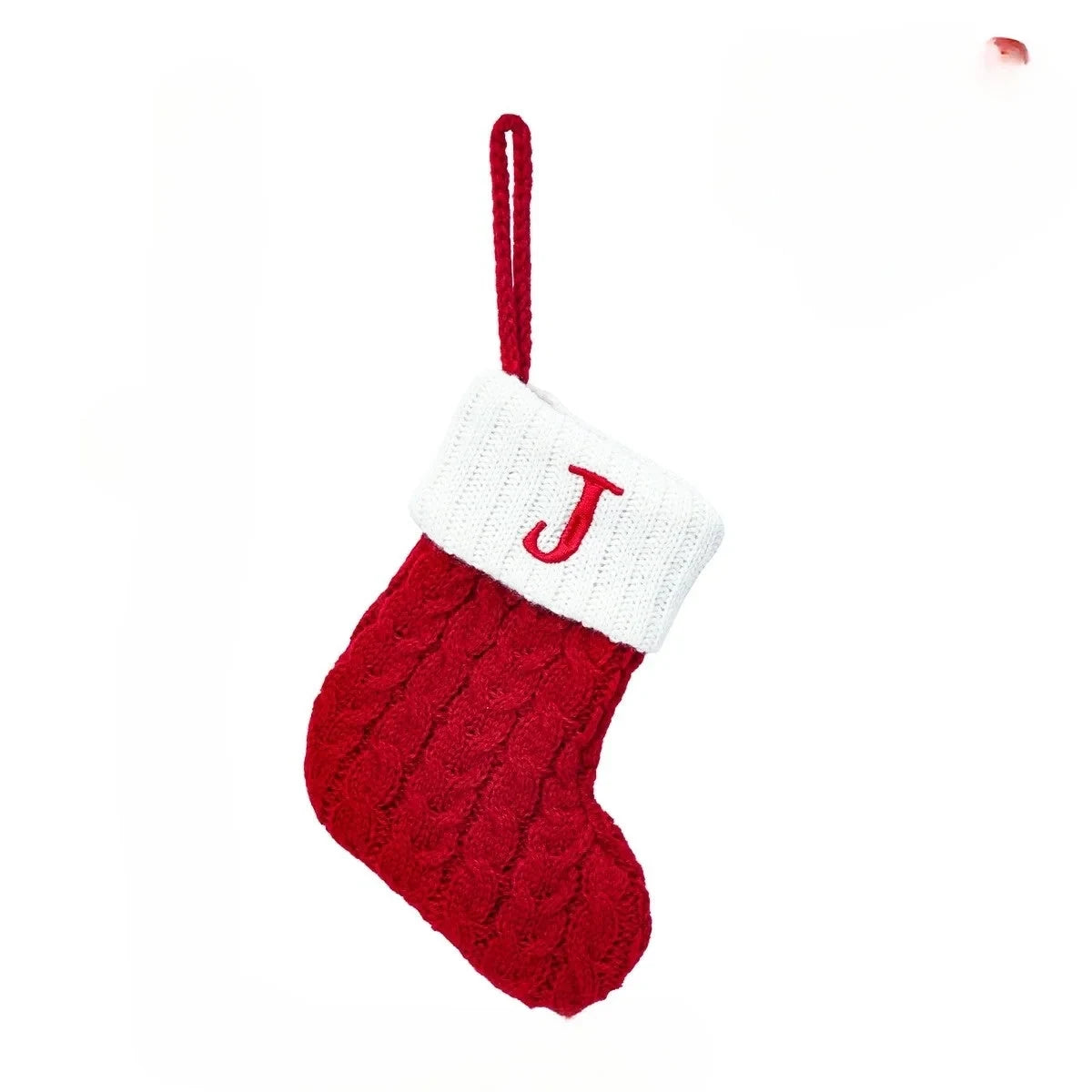 Personalized Christmas Stocking with Cable Knit Design and Embroidered Initial - Image 15