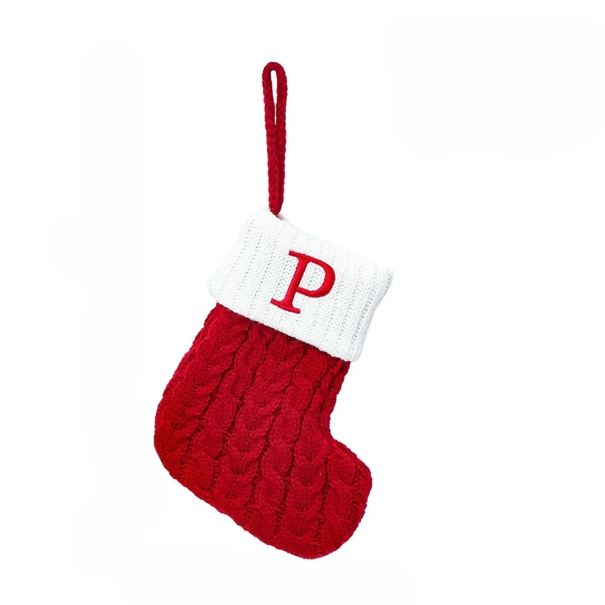 Personalized Christmas Stocking with Cable Knit Design and Embroidered Initial - Image 28