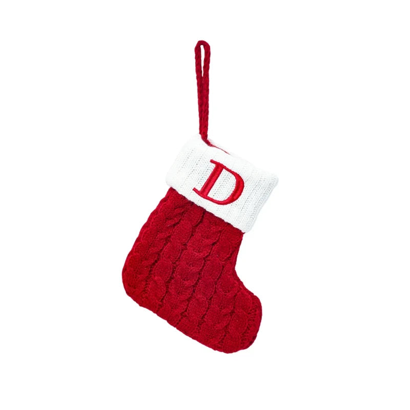 Personalized Christmas Stocking with Cable Knit Design and Embroidered Initial - Image 7