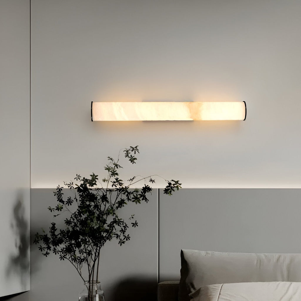 Plug-in Wall Sconce Lighting with Marbled Cylinder Shade Candle - Image 12