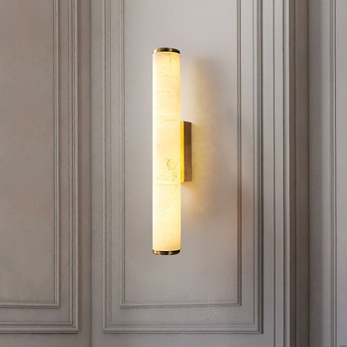 Plug-in Wall Sconce Lighting with Marbled Cylinder Shade Candle - Image 5