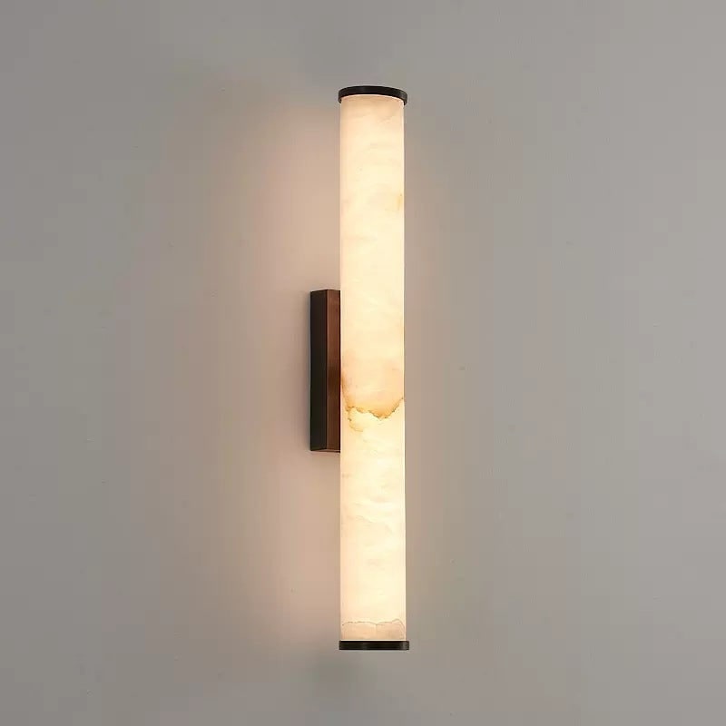 Plug-in Wall Sconce Lighting with Marbled Cylinder Shade Candle - Image 6