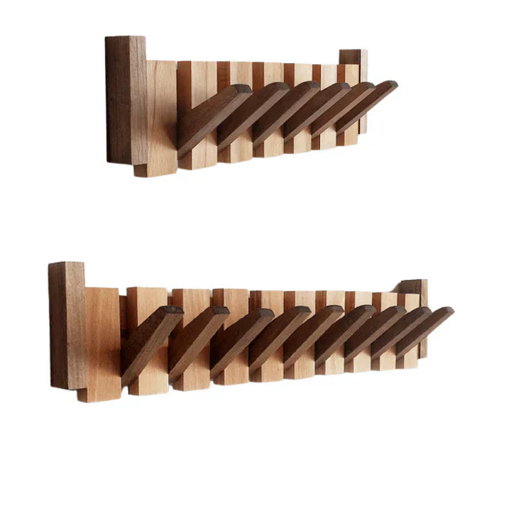 Appendiabiti da parete in stile pianoforte – Appendino decorativo con ganci in legno massello | Portaoggetti funzionale e decorazione artistica per la casa