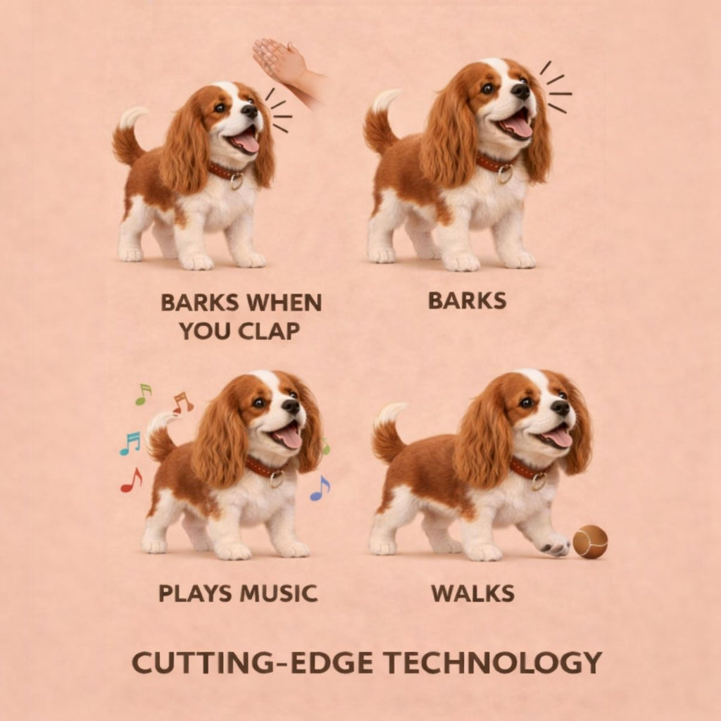 Jouet de chiot robot Cavalier King Charles Spaniel réaliste et interactif | Marche, aboie et remue la queue