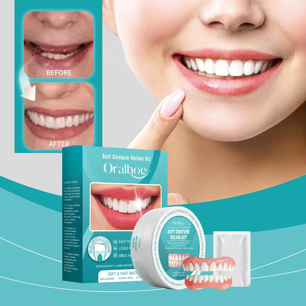 Snap on Veneers with Moldable Thermal Beads and Cosmetic False Teeth Kit - Image 1