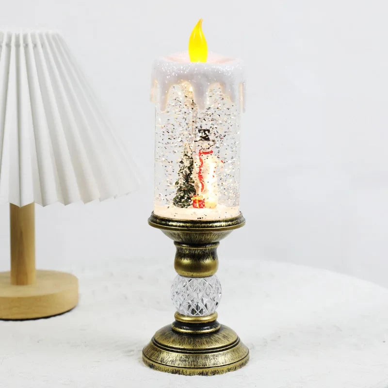 Snow Globe LED Christmas Candle with Battery Operated Light and Glitter Effects - Image 6