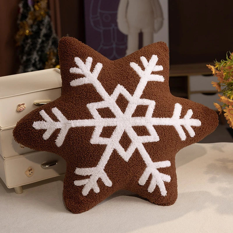 Snowflake Throw Pillow with Plush Sherpa Fabric and Tufted Pattern for Winter Decor - Image 11