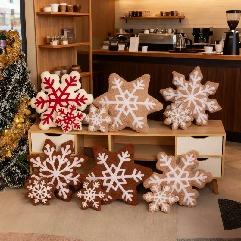 Snowflake Throw Pillow with Plush Sherpa Fabric and Tufted Pattern for Winter Decor - Image 2