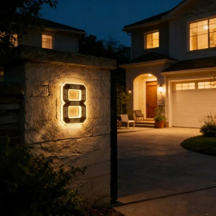 Solar House Numbers with Automatic LED Backlit Lighting and Integrated Panel - Image 13