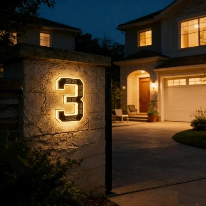Solar House Numbers with Automatic LED Backlit Lighting and Integrated Panel - Image 7