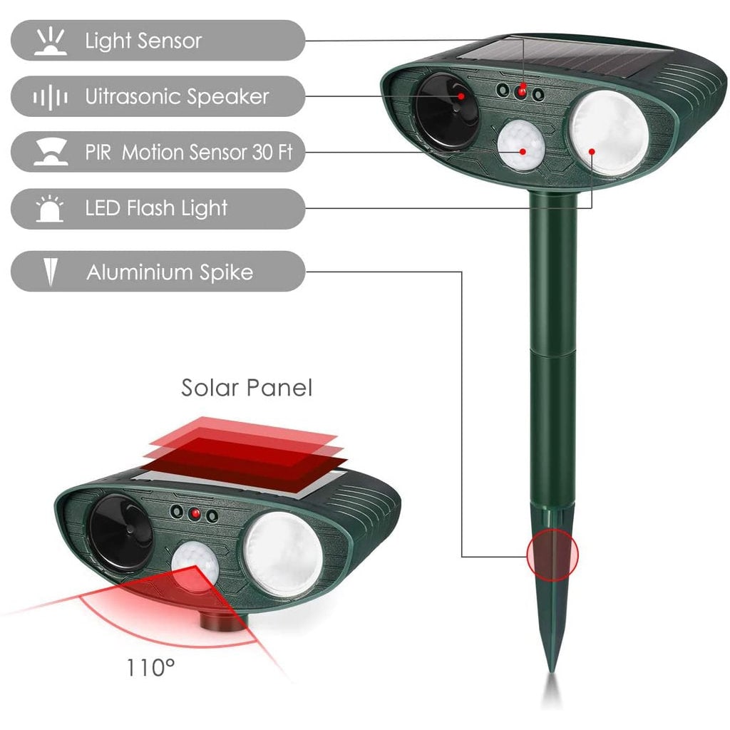 Solar Powered Ultrasonic Pest Repeller with Motion Sensor and Flashing LED Light - Image 10
