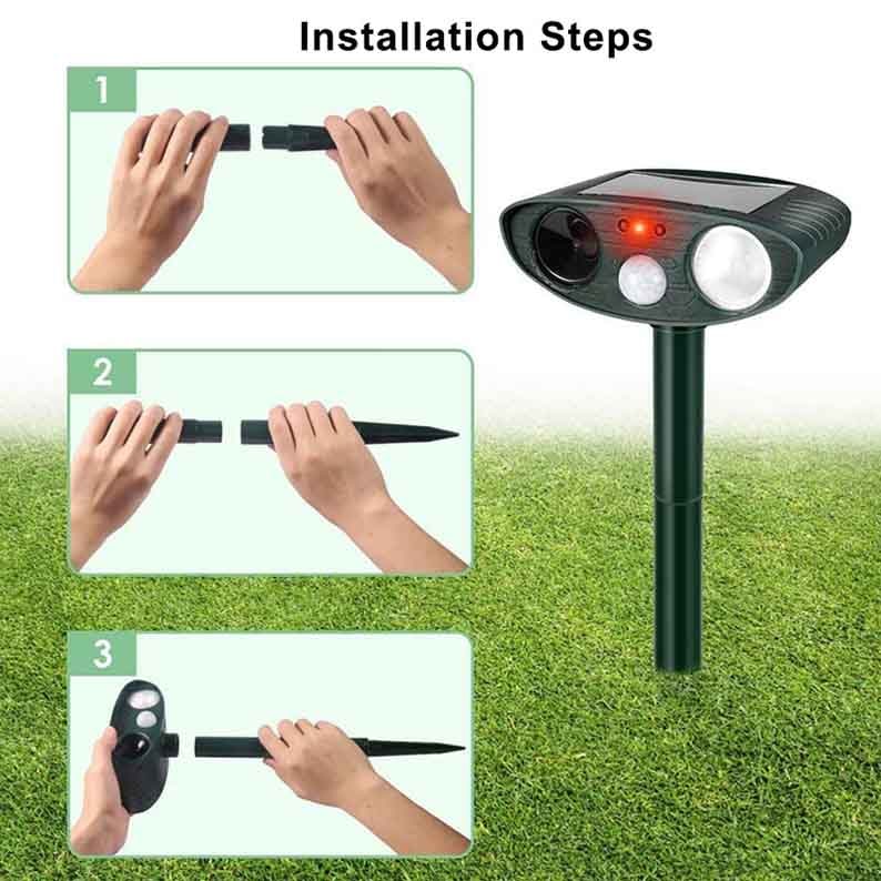 Solar Powered Ultrasonic Pest Repeller with Motion Sensor and Flashing LED Light - Image 8