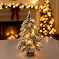 Tabletop Christmas Tree Pre Lit with LED Lights and Faux Flocked Snow Effect - Image 1