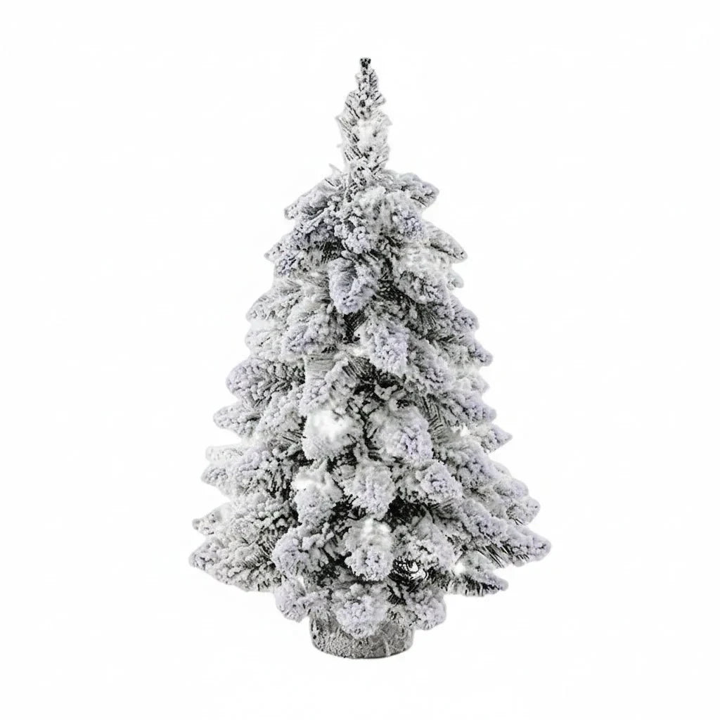 Tabletop Christmas Tree Pre Lit with LED Lights and Faux Flocked Snow Effect - Image 8