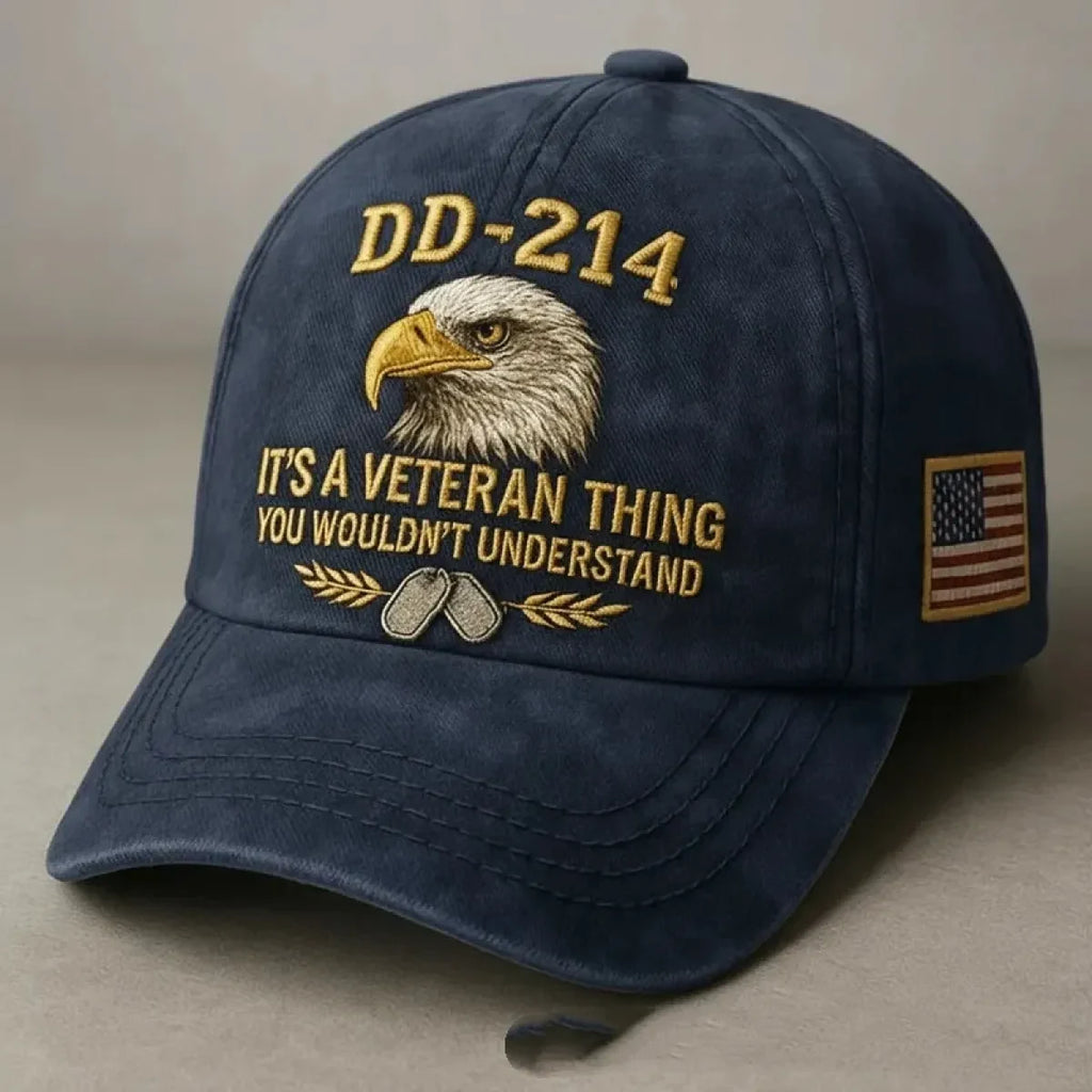 Veteran Baseball Cap with Embroidered Eagle and Us Flag Patch - Image 3