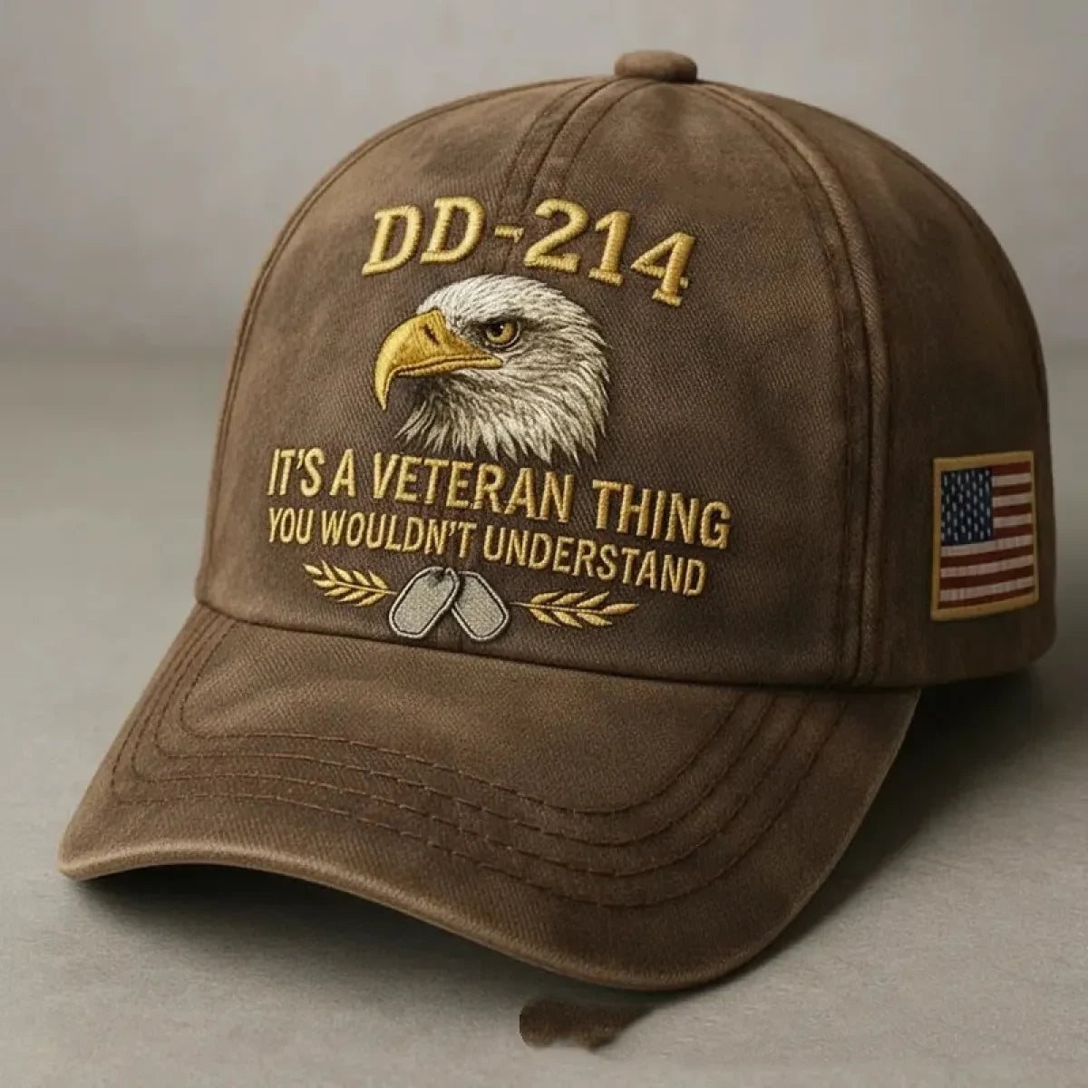 Veteran Baseball Cap with Embroidered Eagle and Us Flag Patch - Image 5
