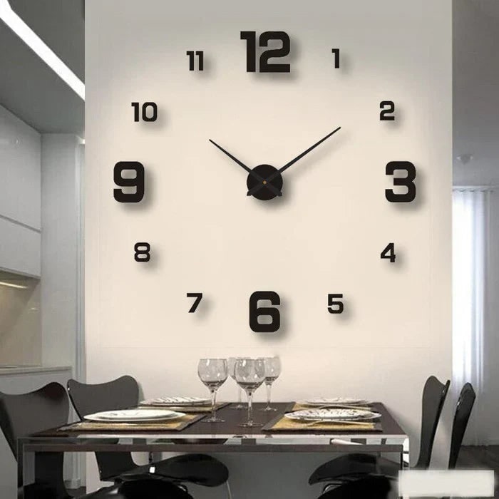 Wall Clock with 3D Self-Adhesive Numbers and Silent Battery Operated Mechanism - Image 5