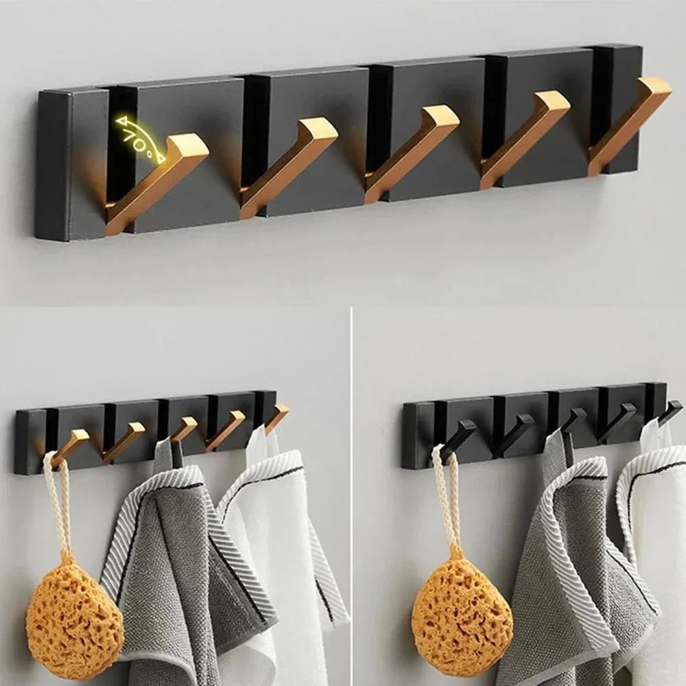 Wall Mounted Coat Rack Hook Compact Folding Retractable Metal Storage Space Saving - Image 14