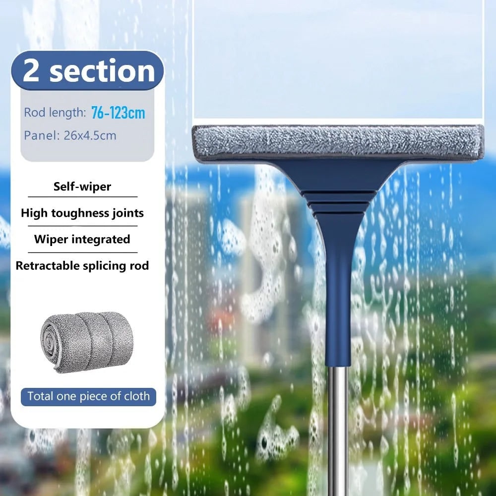 Window Squeegee with Microfiber Scrubber and Telescopic Pole for Streak-Free Cleaning - Image 8