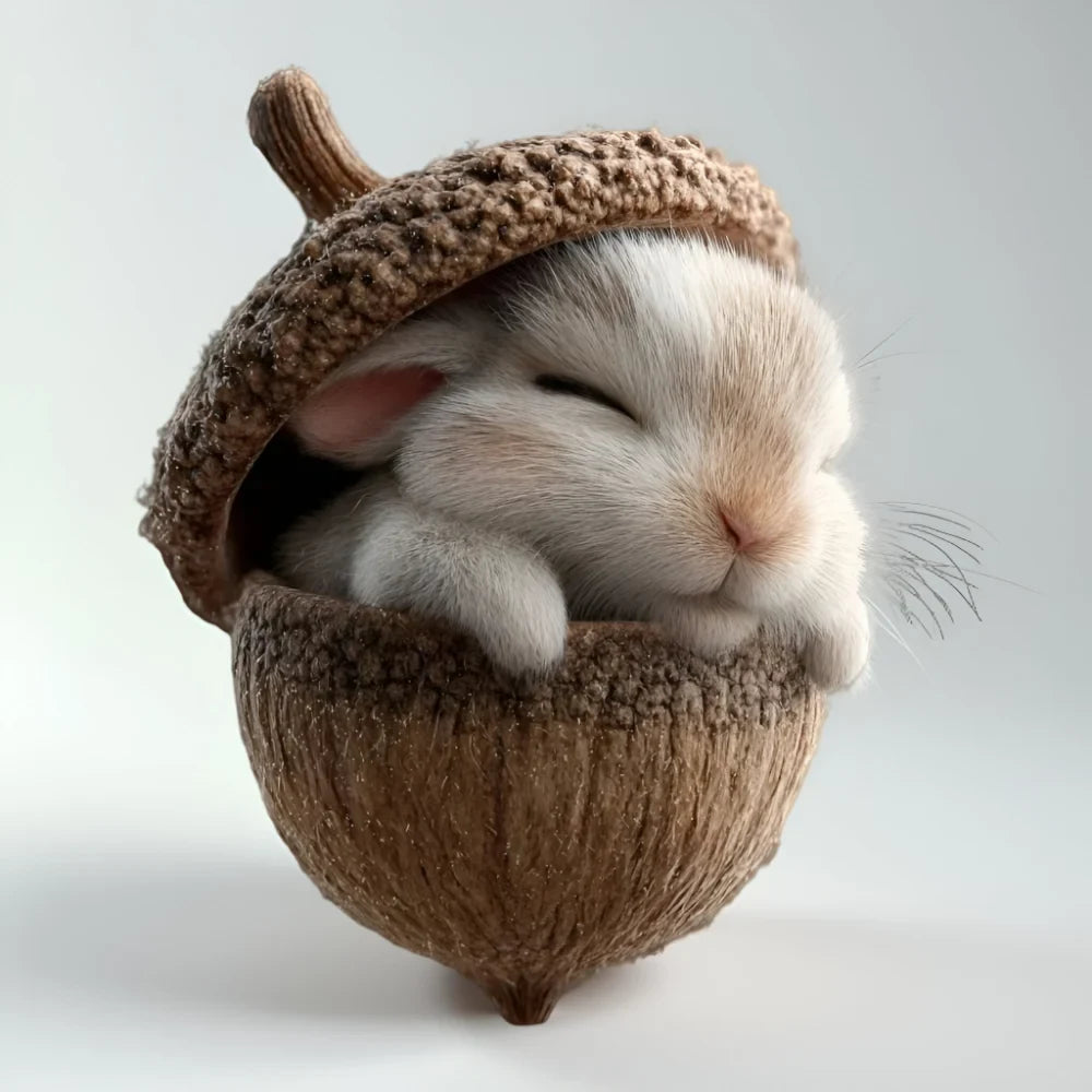 Woodland Christmas Ornaments with Sculpted Sleeping Animals in Acorn Shells - Image 11